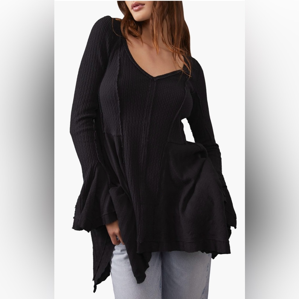 Free People Black Flowy Top